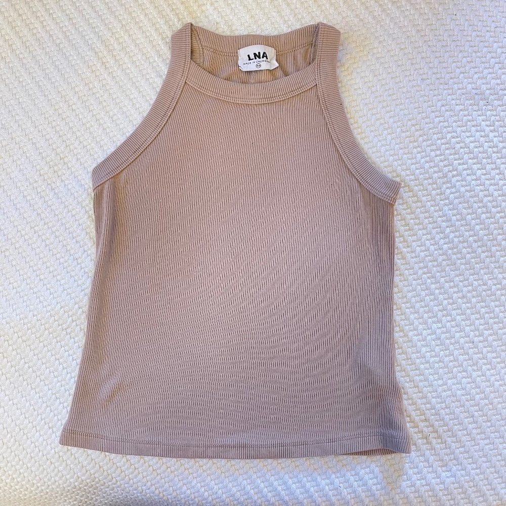 LNA Taupe Ribbed Sleeveless Top